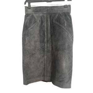 Alaïa Paris Vintage Gray Suede High Waist Skirt Size 38 Made In France
